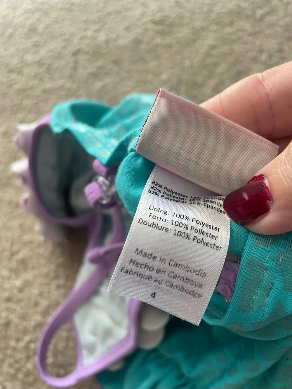 Floatimini Turquoise One-Piece Mermaid Swimsuit with Purple Trim